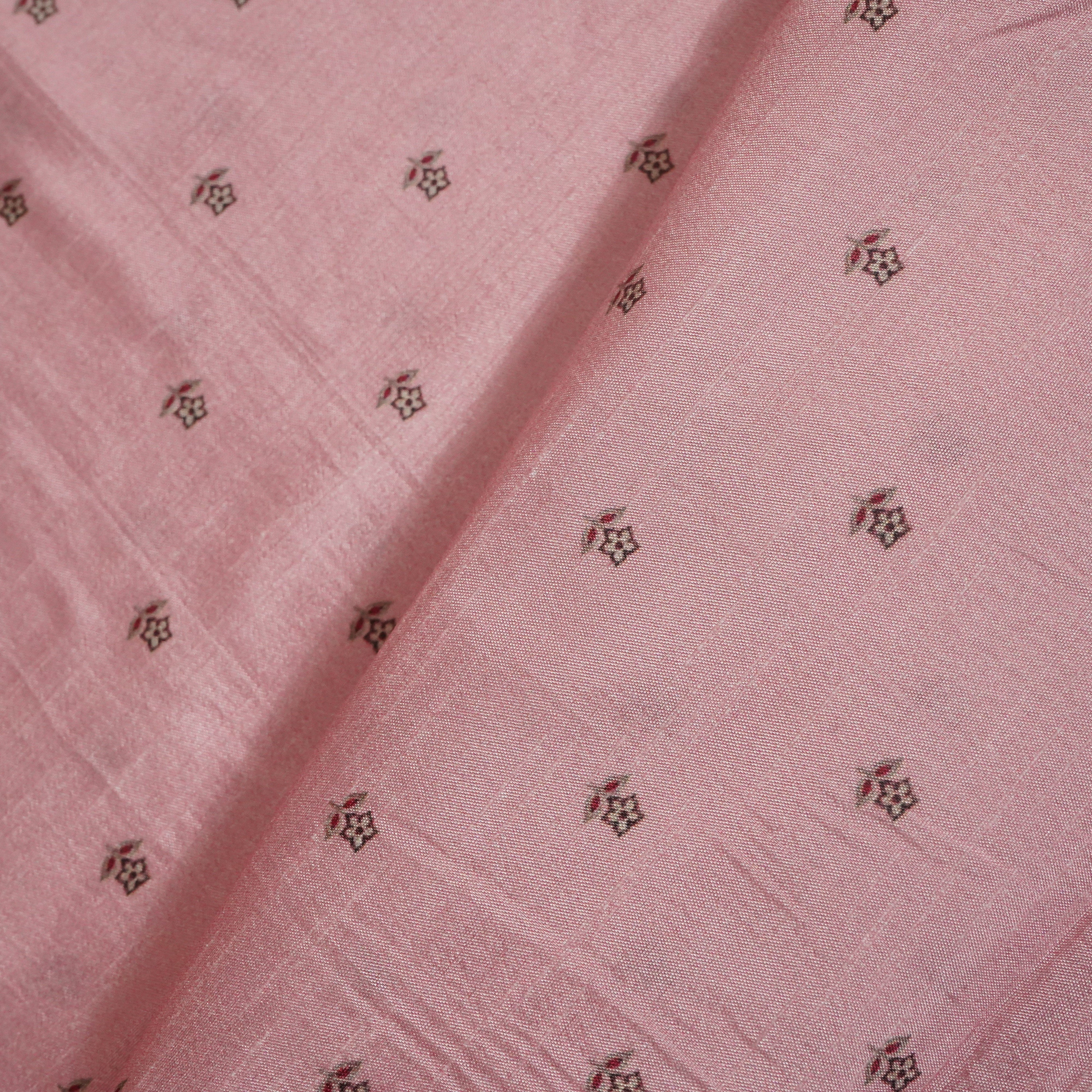 Pink Floral Raw Silk Fabric-SNTF-26980 - TradeUNO