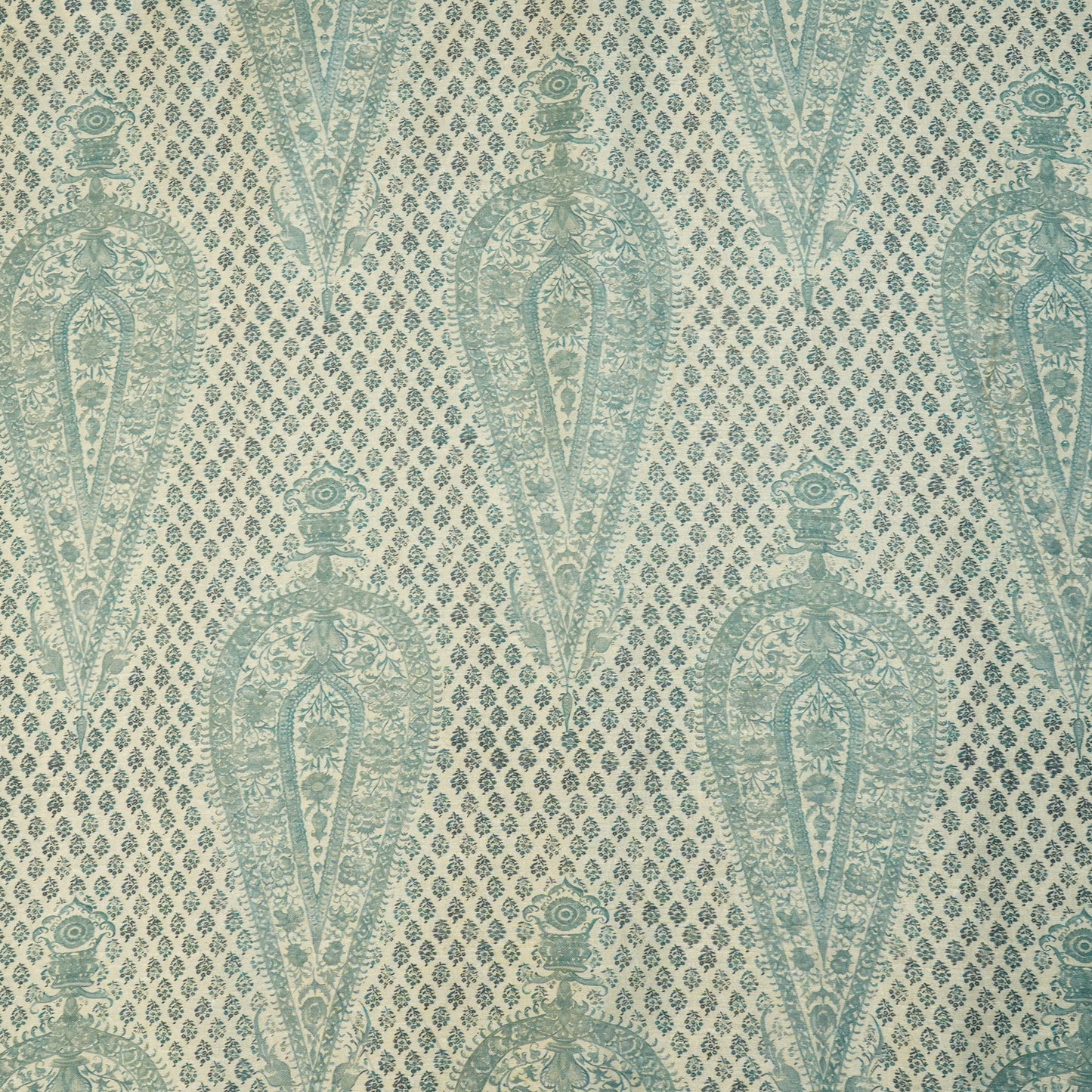 Blue Floral Raw Silk Fabric-SNTF-26982