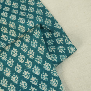 Blue Floral Raw Silk Fabric -SNTF-26983 - TradeUNO