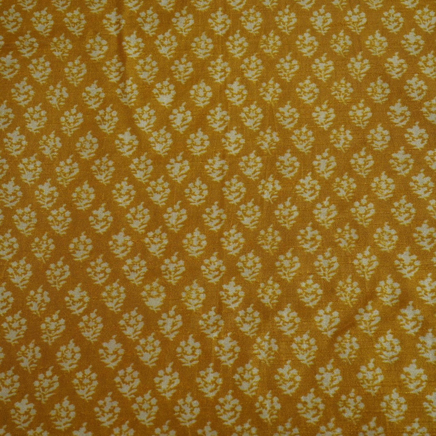 Mustard Yellow Floral Raw Silk Fabric -SNTF-26985