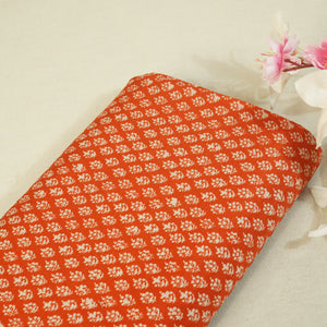 Orange Floral Raw Silk Fabric -SNTF-26986 - TradeUNO