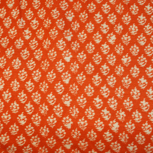 Orange Floral Raw Silk Fabric -SNTF-26986 - TradeUNO