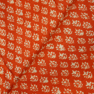 Orange Floral Raw Silk Fabric -SNTF-26986 - TradeUNO