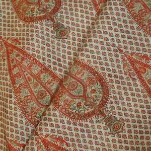 Orange Floral Raw Silk Fabric -SNTF-26987 - TradeUNO