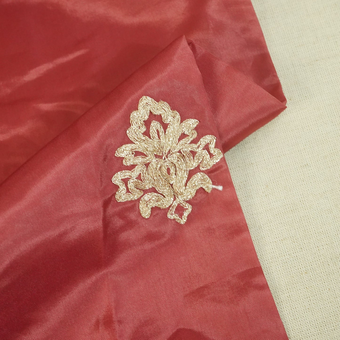 Salom Pink Zari Embroidery Silk Organza- WI-26991