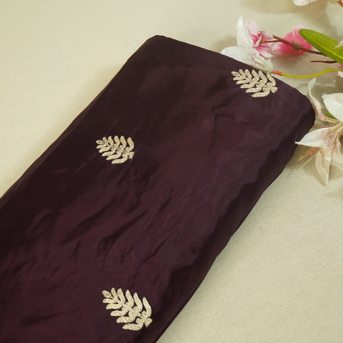 Wine Zari Embroidery Silk Organza-WI-26992