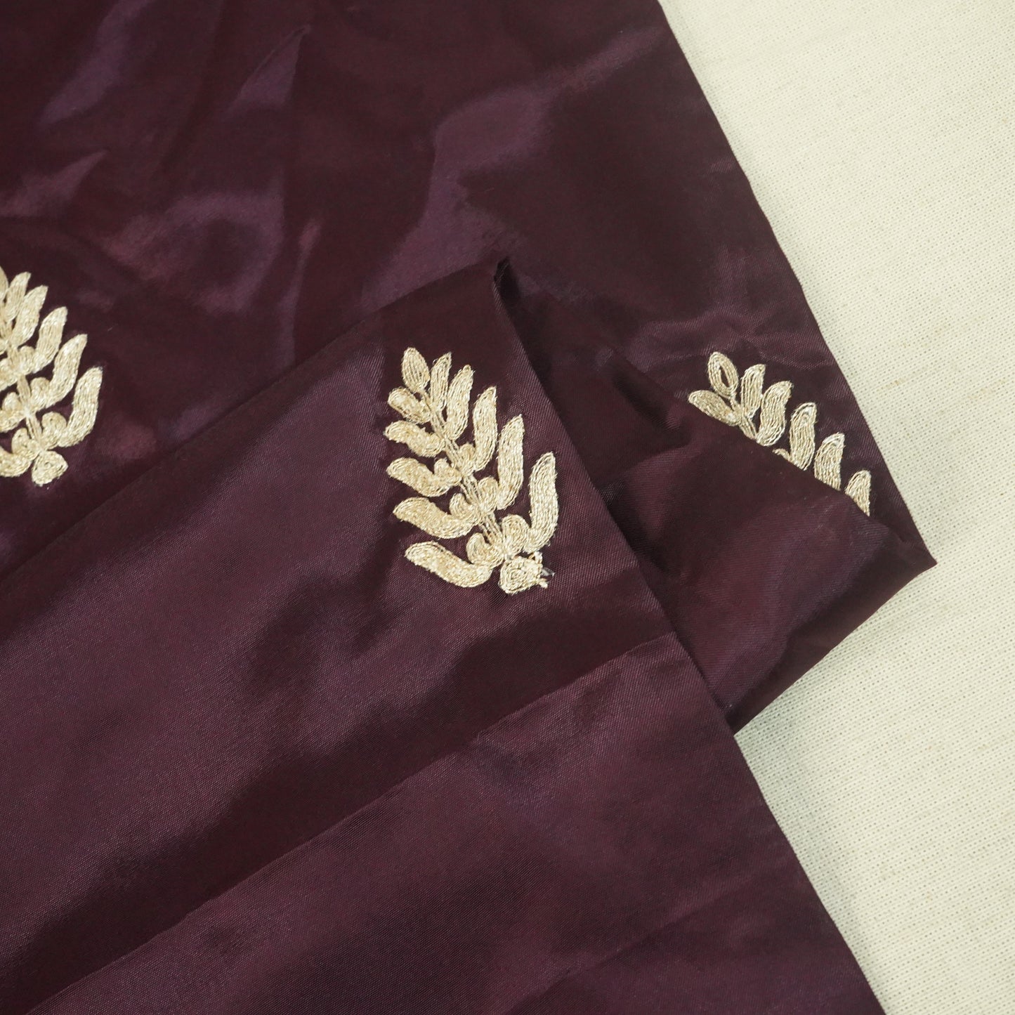 Wine Zari Embroidery Silk Organza-WI-26992