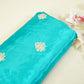 Blue Zari Embroidery Silk Organza - WI-26993