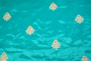 Blue Zari Embroidery Silk Organza - WI-26993 - TradeUNO