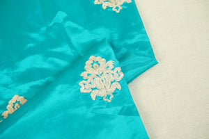 Blue Zari Embroidery Silk Organza - WI-26993 - TradeUNO