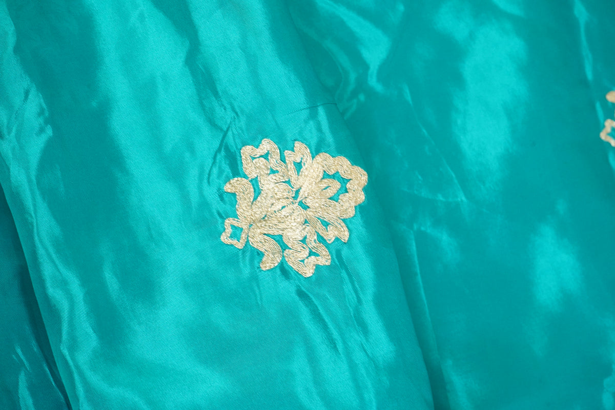 Blue Zari Embroidery Silk Organza - WI-26993 - TradeUNO