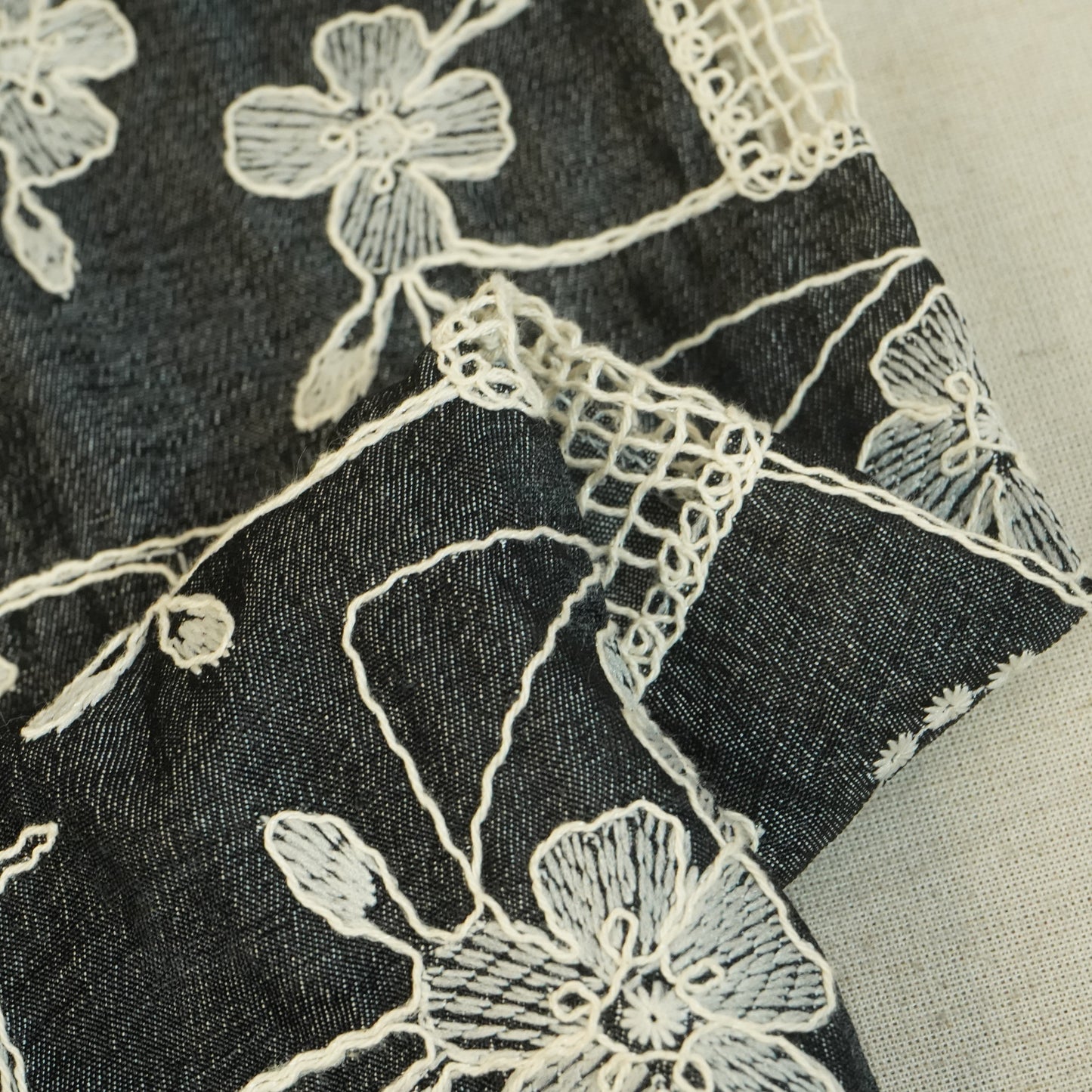 Black Denim Floral Denim- CF-26997