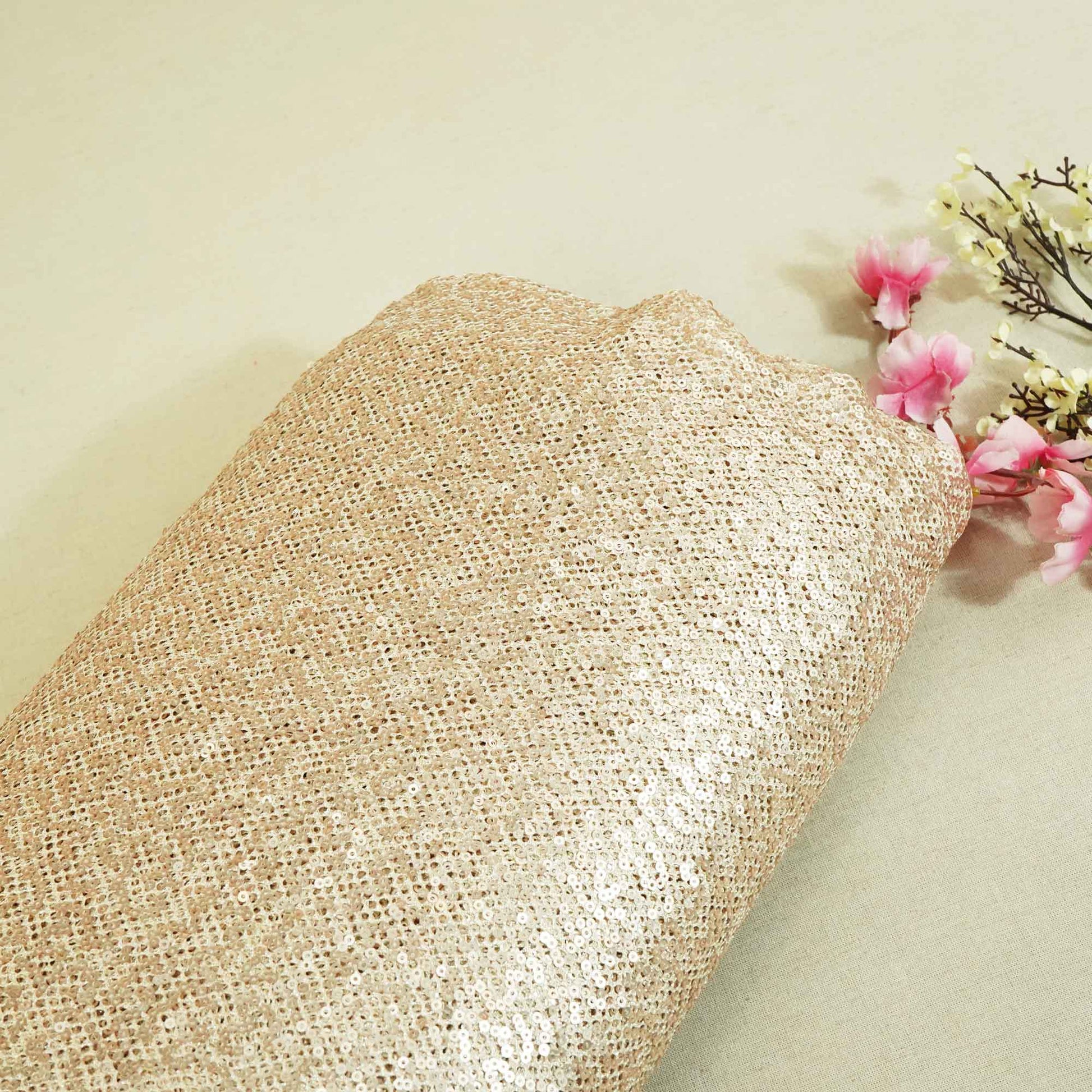 Beige Net Lycra Sequence Net Lycra LFP-27194