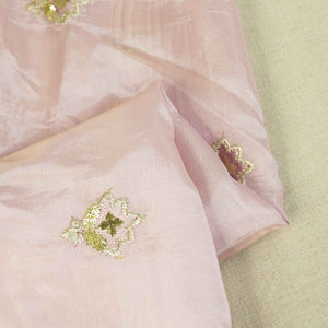 Light Purple Zari Embroidery Sequence Glass Tissue KF-27197