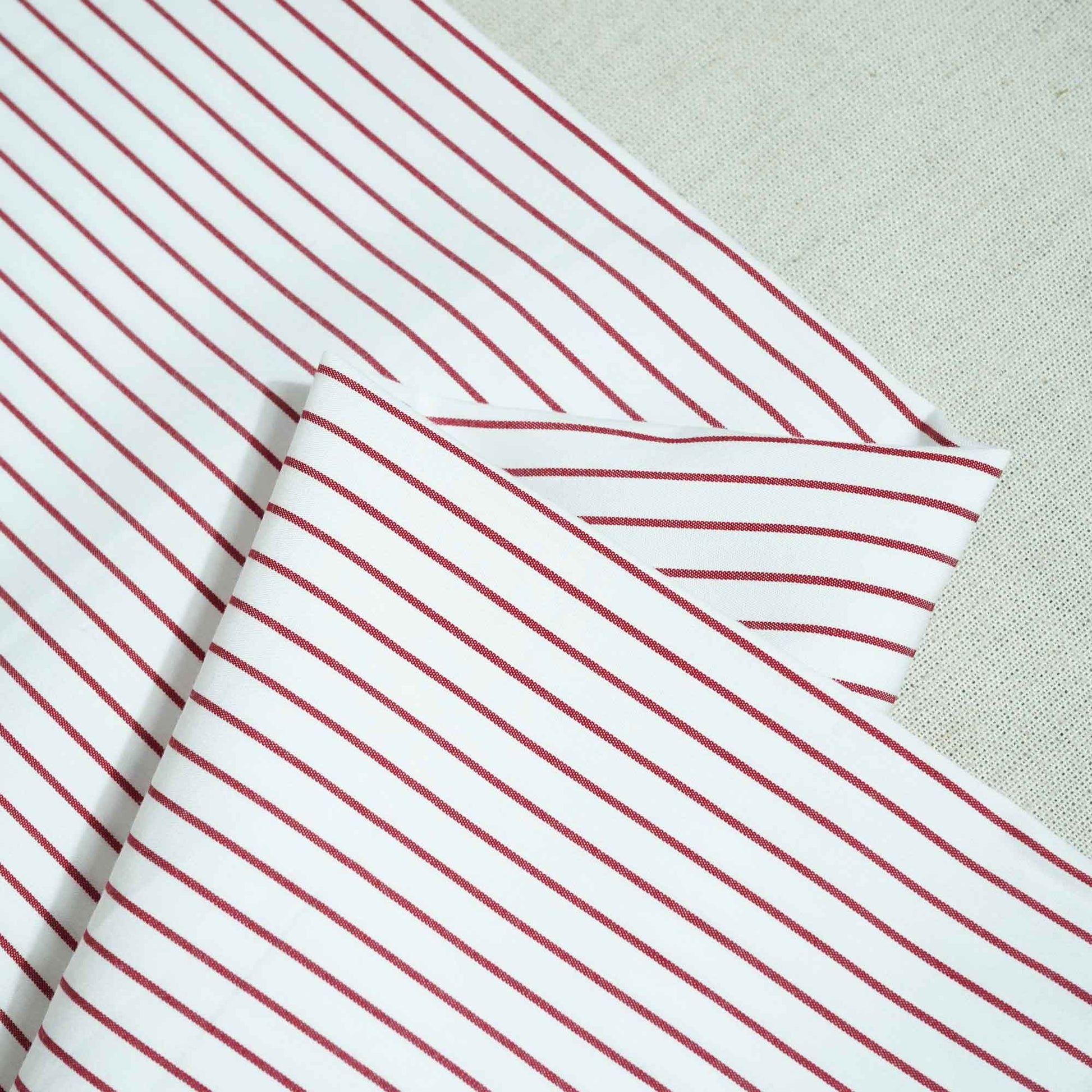 Muted Red Stripes Print Poplin Fabric LSF-27217