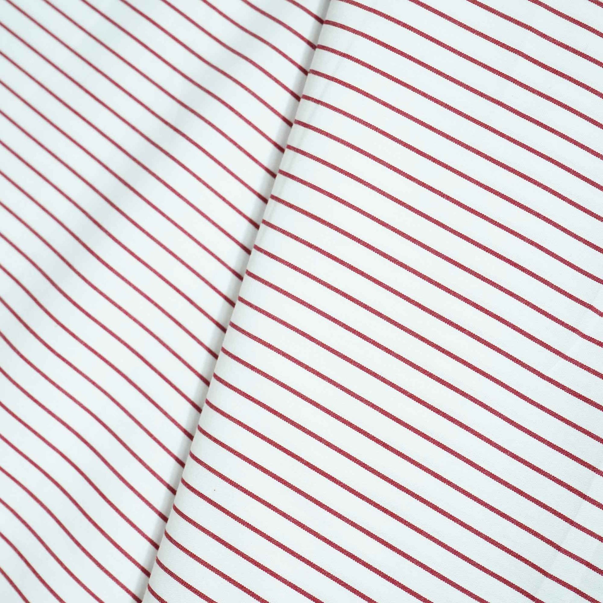 Muted Red Stripes Print Poplin Fabric LSF-27217