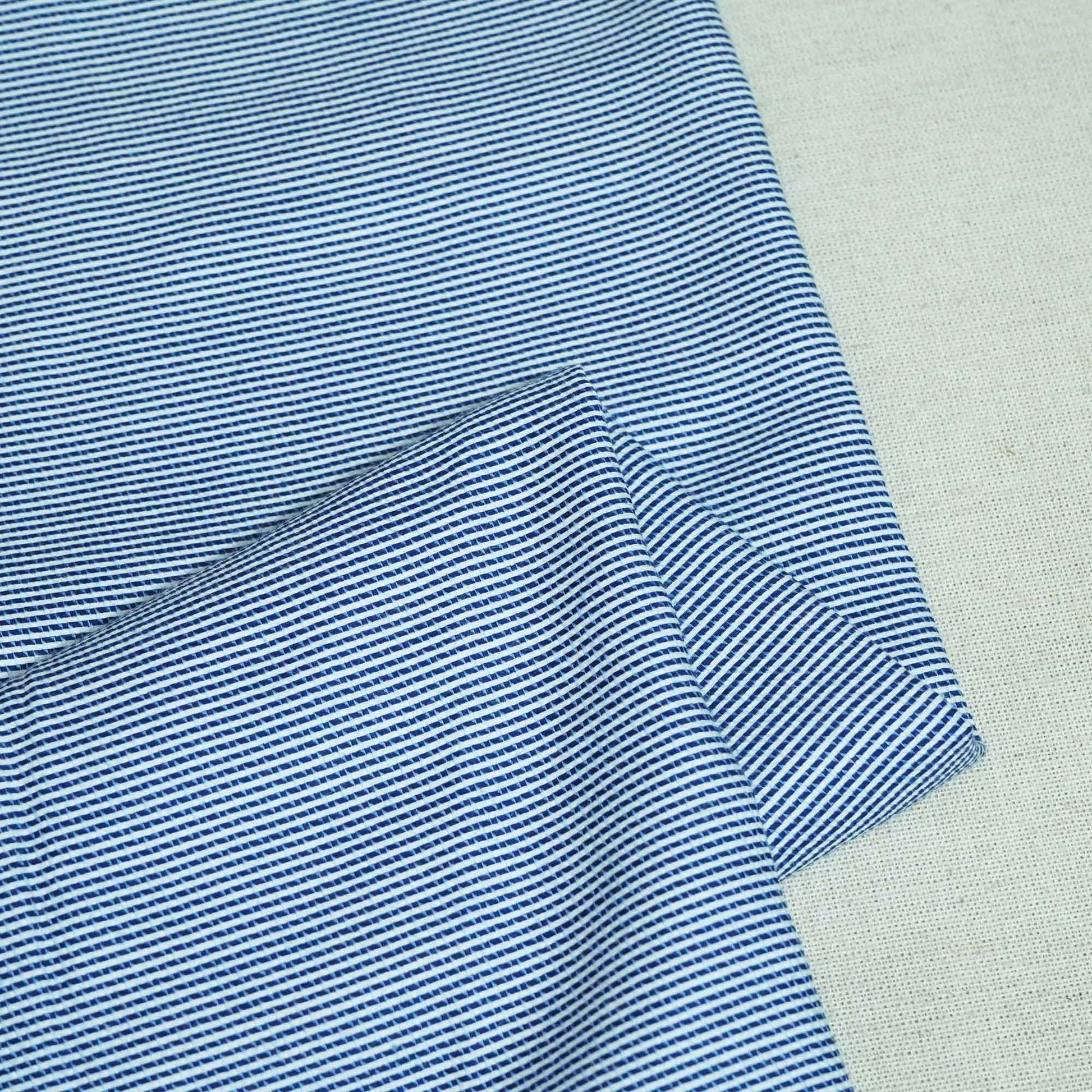 Blue & White Stripes Print Poplin Fabric LSF-27220