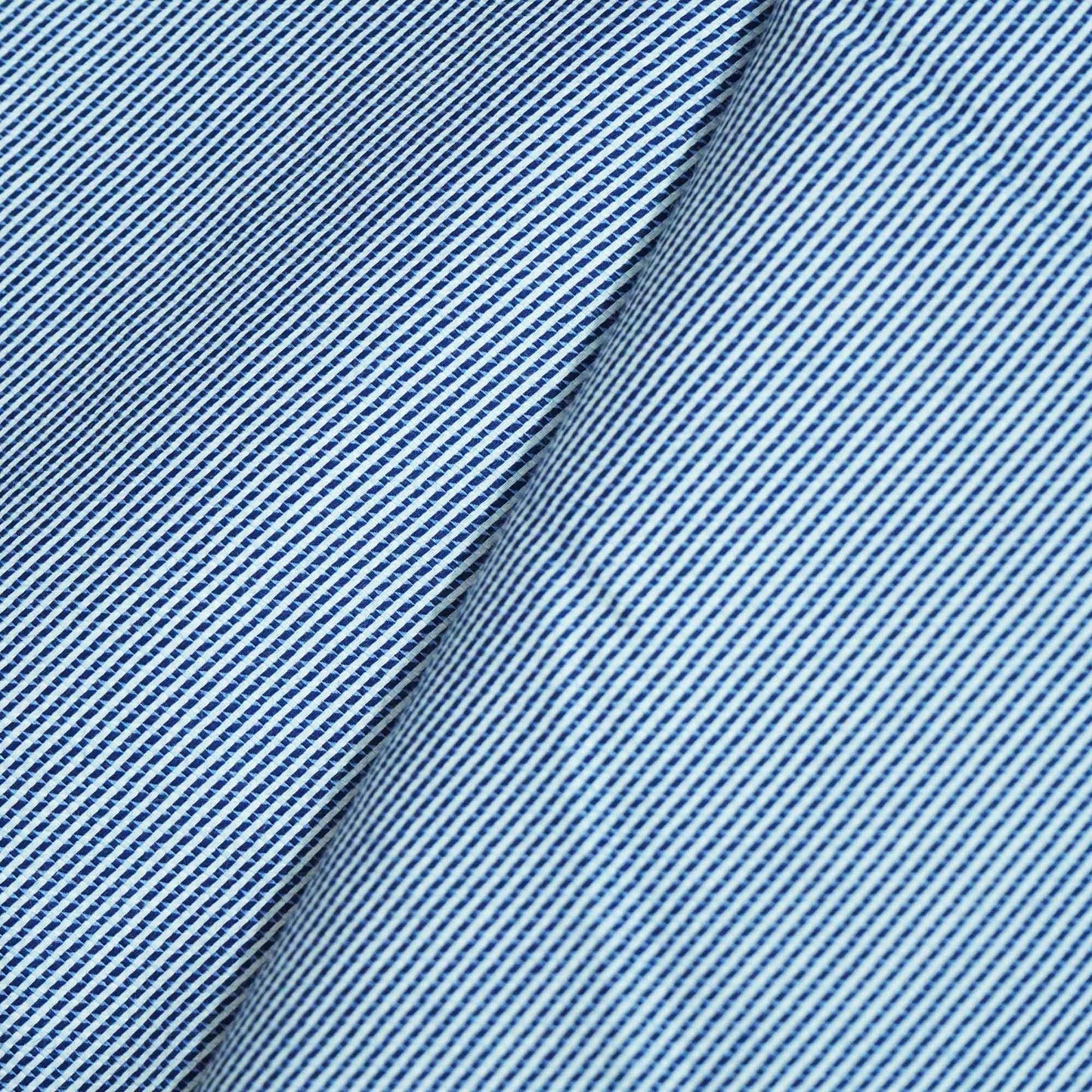Blue & White Stripes Print Poplin Fabric LSF-27220