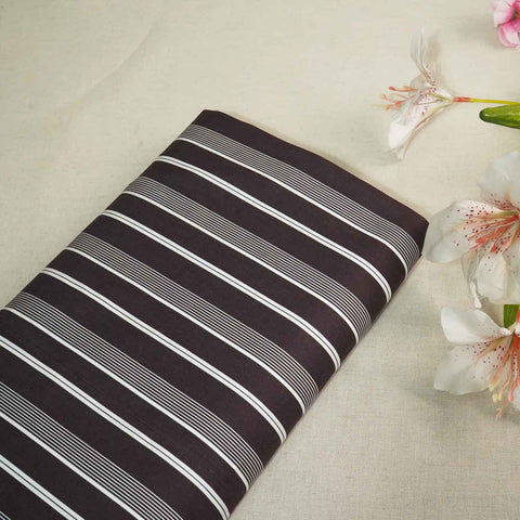 Brown Stripes Print Poplin Fabric LSF-27223 - TradeUNO