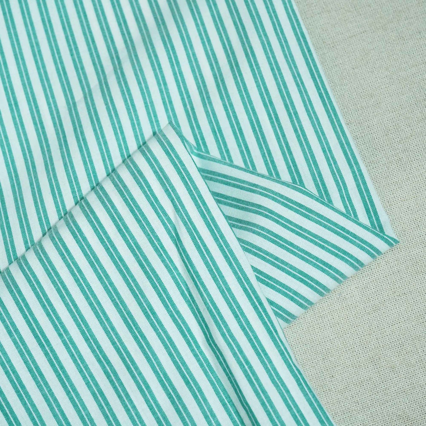 Light Mint Green Stripes Print Poplin Fabric LSF-27225