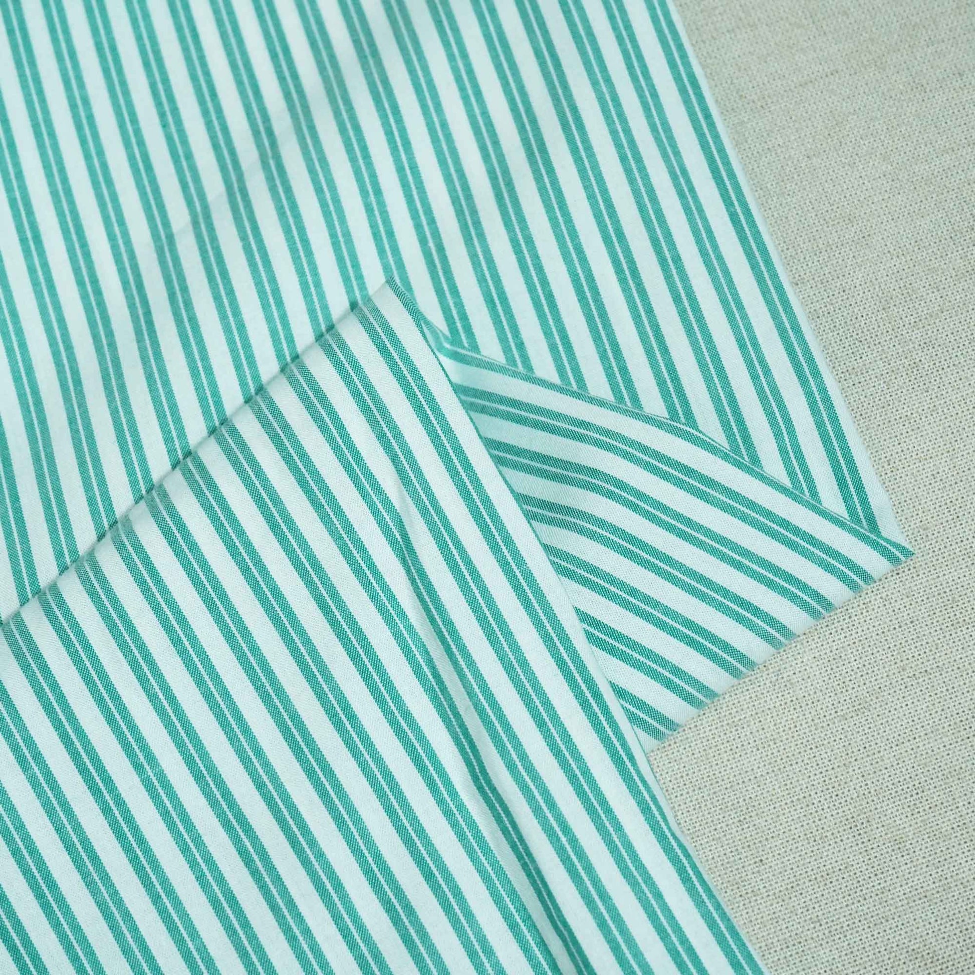 Light Mint Green Stripes Print Poplin Fabric LSF-27225