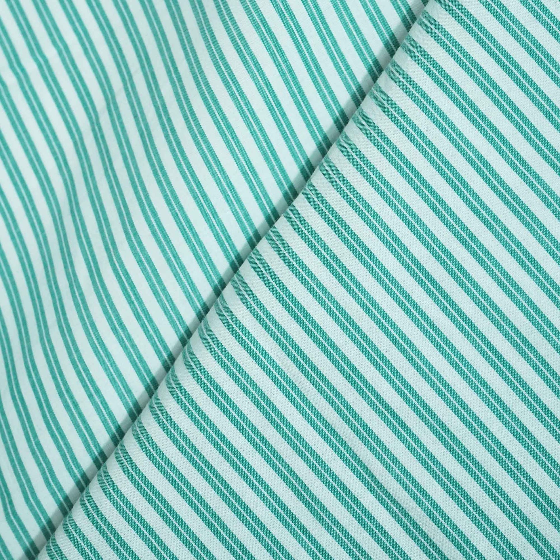 Light Mint Green Stripes Print Poplin Fabric LSF-27225