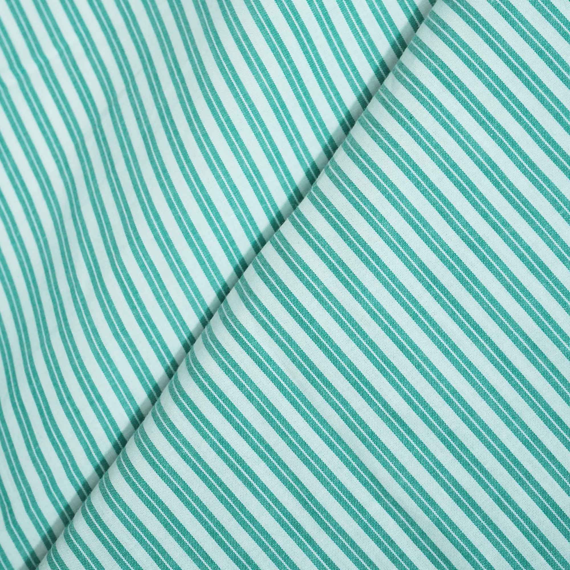 Light Mint Green Stripes Print Poplin Fabric LSF-27225