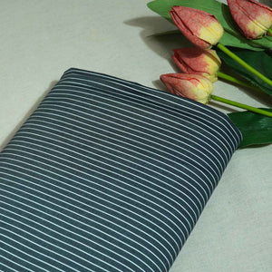 Dark Grey & White Stripes Print Poplin Fabric LSF-27228