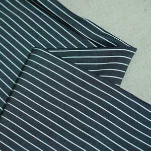 Dark Grey & White Stripes Print Poplin Fabric LSF-27228