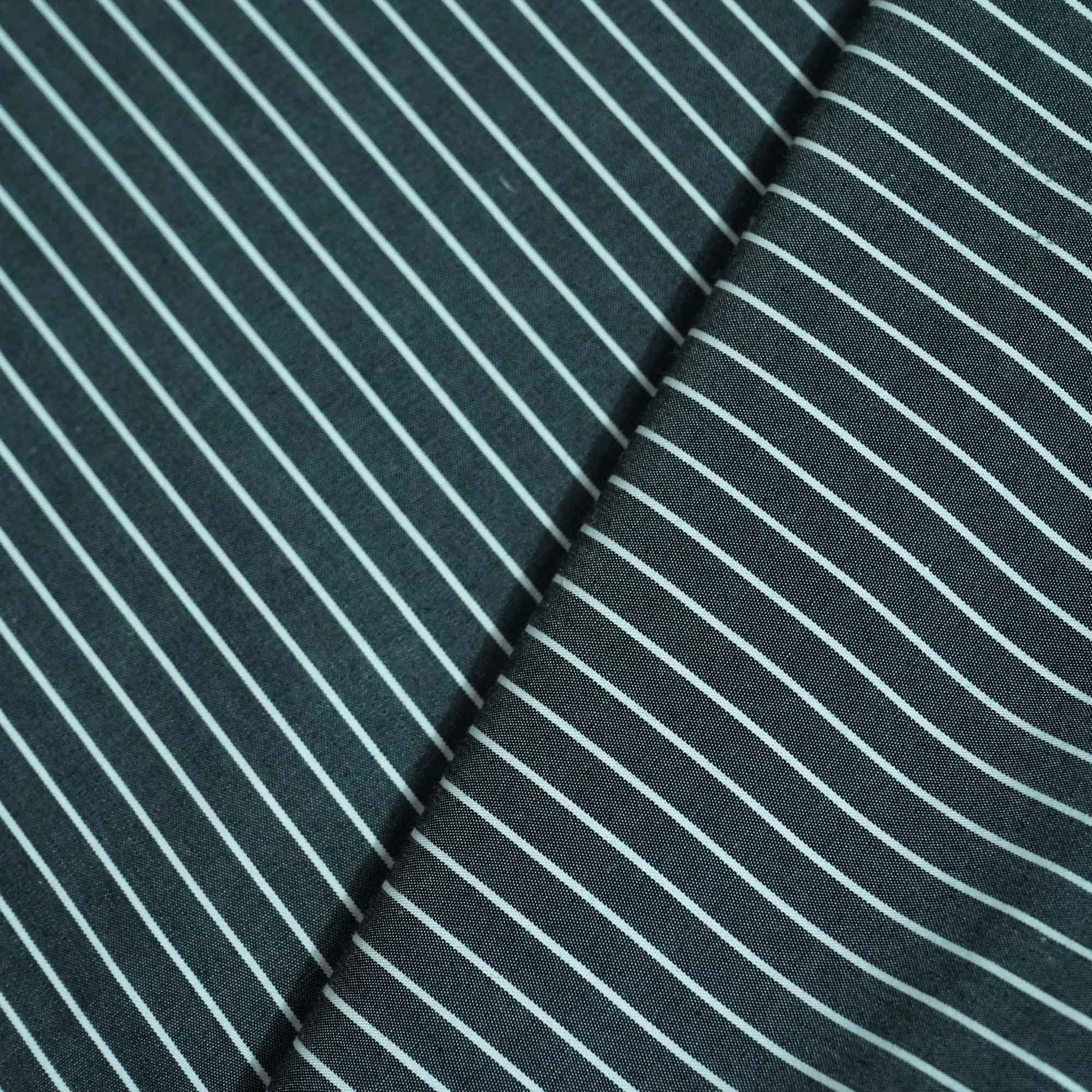 Dark Grey & White Stripes Print Poplin Fabric LSF-27228