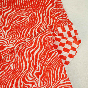 Orange Abstract Print Georgette Fabric MTF-27233