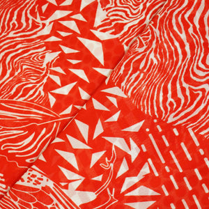 Orange Abstract Print Georgette Fabric MTF-27233