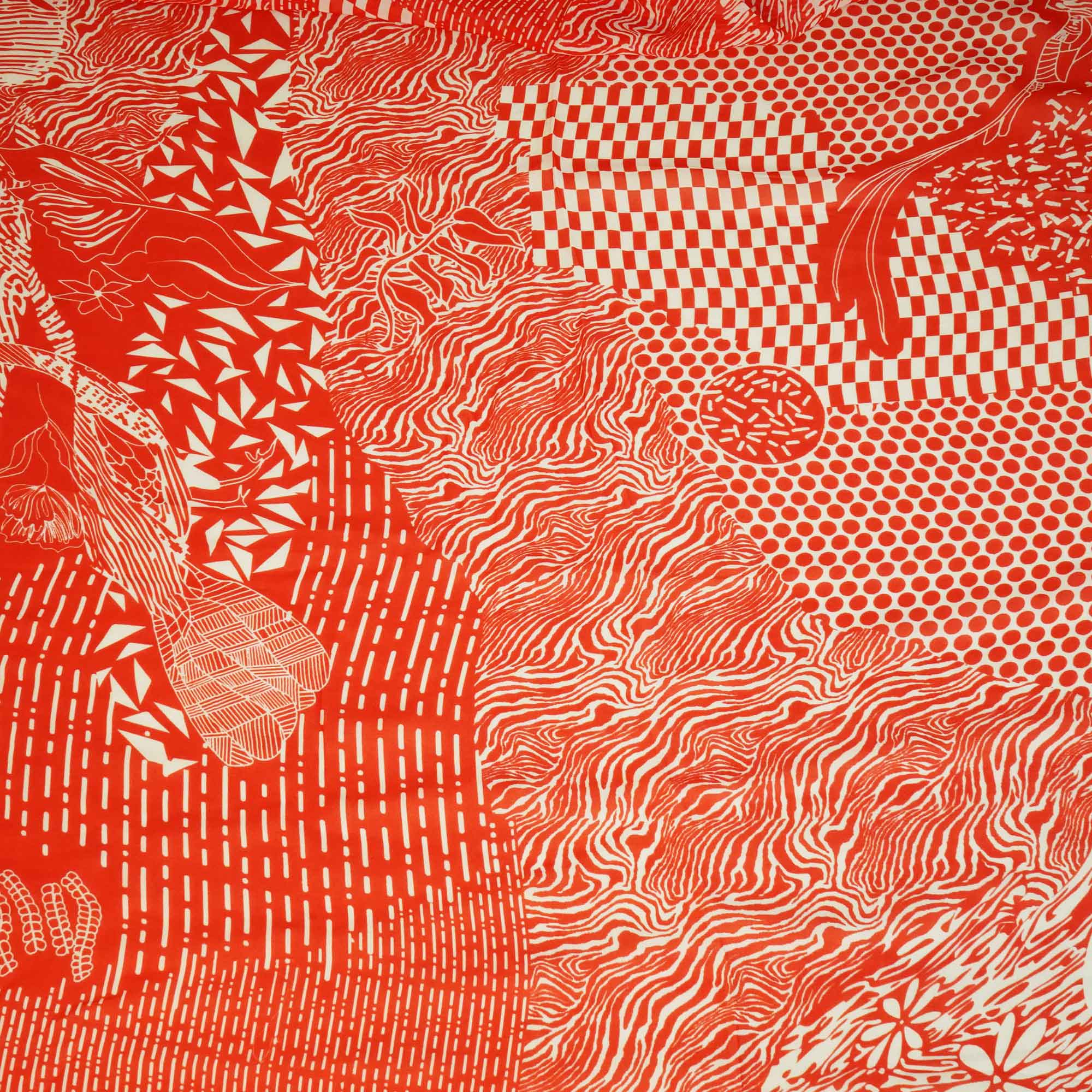 Orange Abstract Print Georgette Fabric MTF-27233