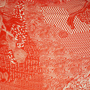 Orange Abstract Print Georgette Fabric MTF-27233
