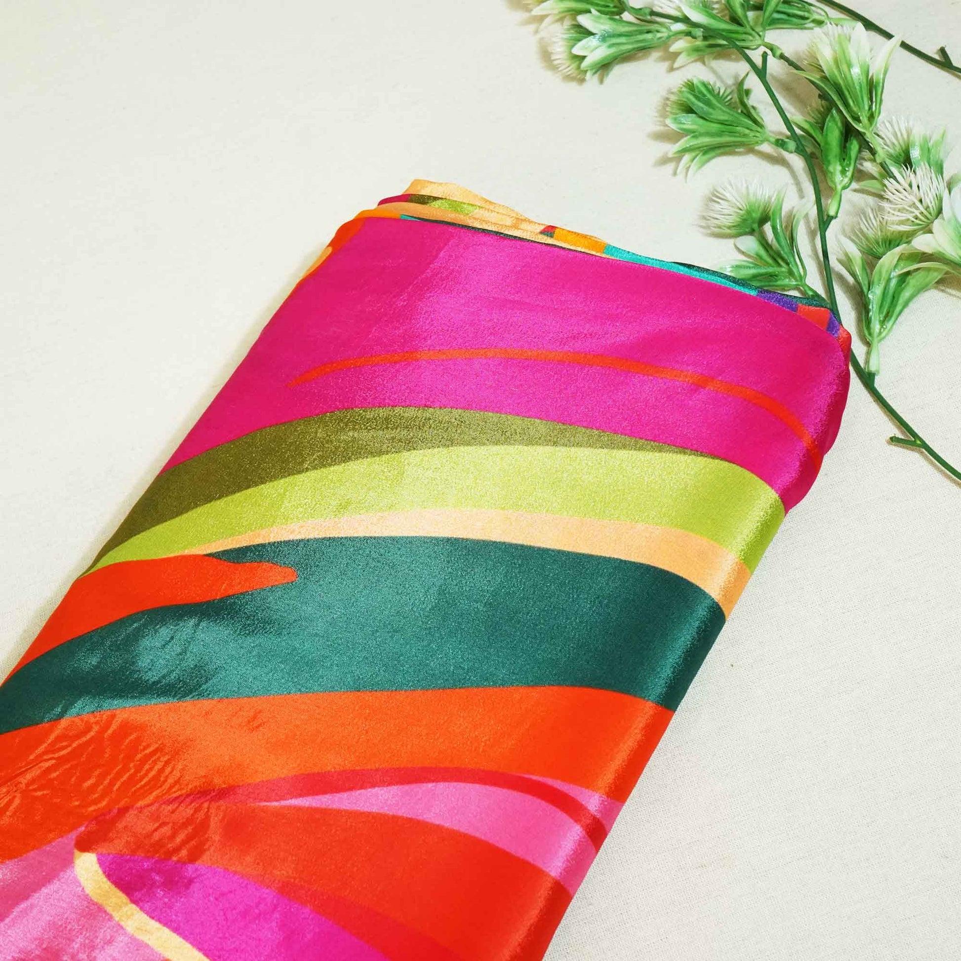 Green Abstract Print Crepe Fabric MTF-27234