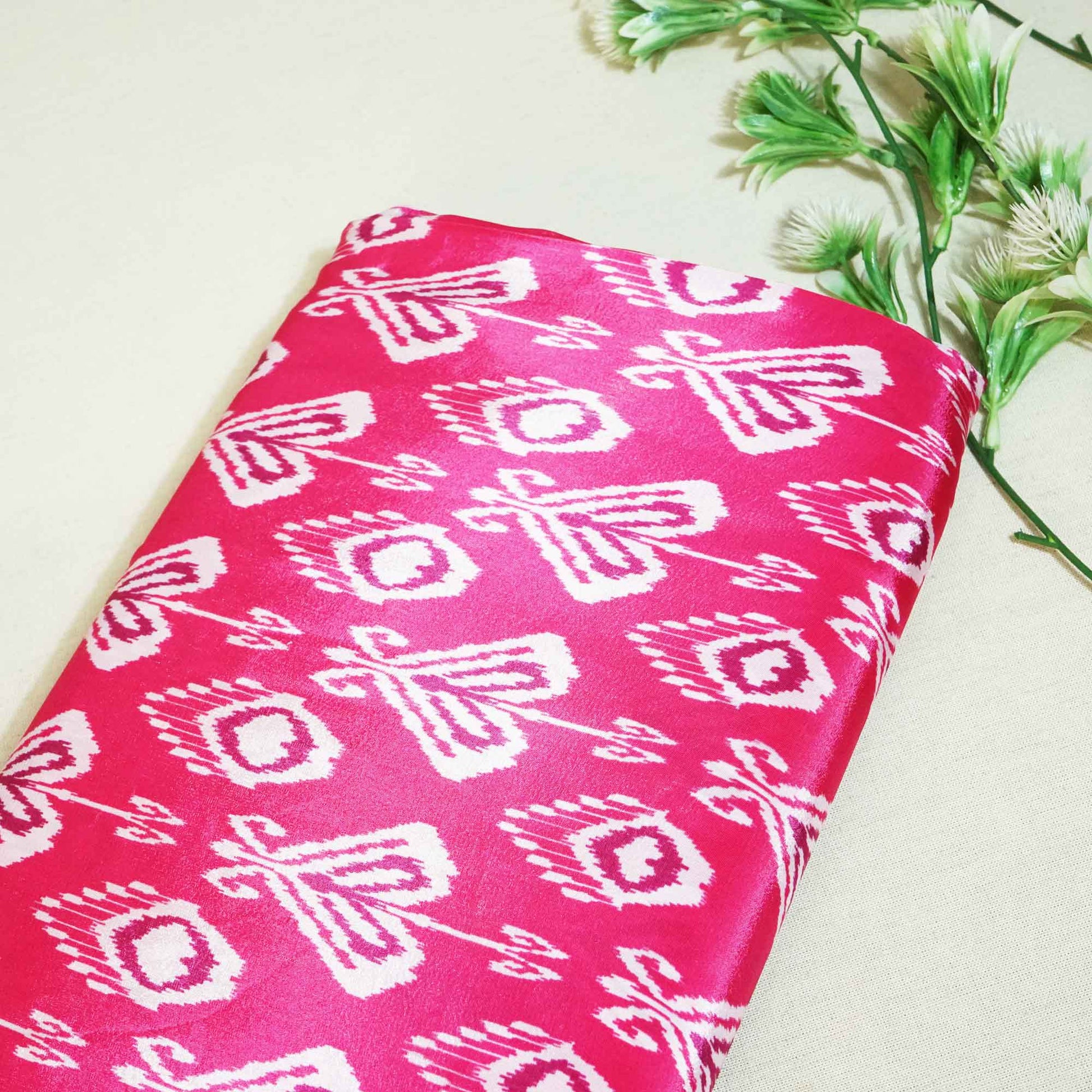 Pink Abstract Print Crepe Fabric MTF-27236