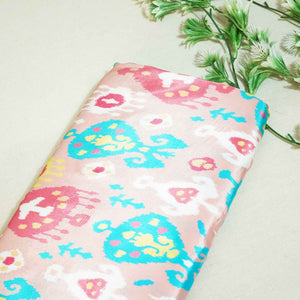 Peach Ikkat Print Crepe Fabric MTF-27240