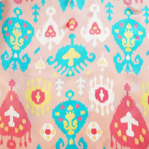 Peach Ikkat Print Crepe Fabric MTF-27240