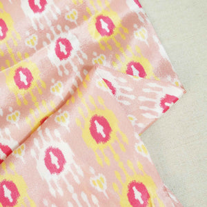 Peach Ikkat Print Crepe Fabric MTF-27241