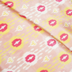Peach Ikkat Print Crepe Fabric MTF-27241