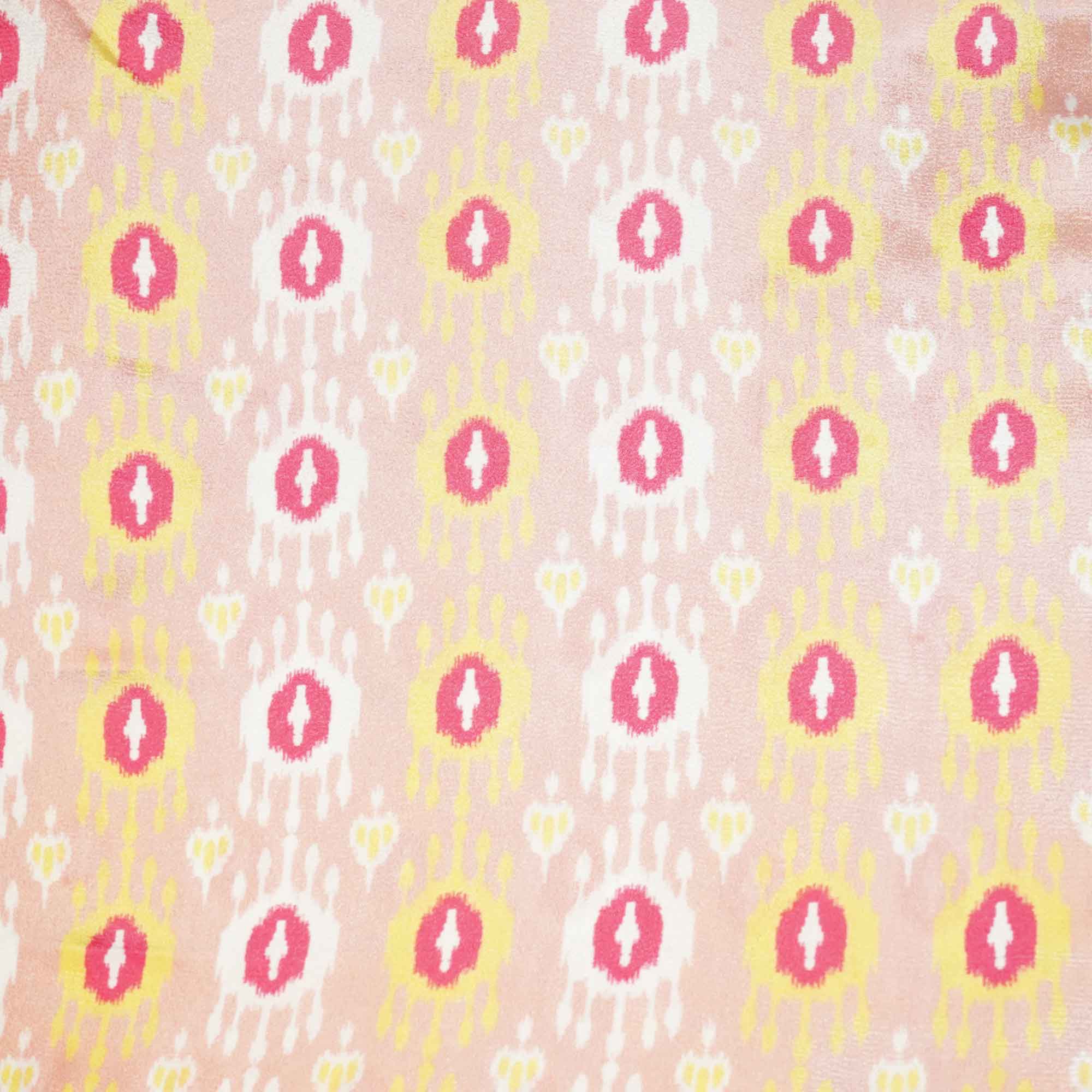 Peach Ikkat Print Crepe Fabric MTF-27241