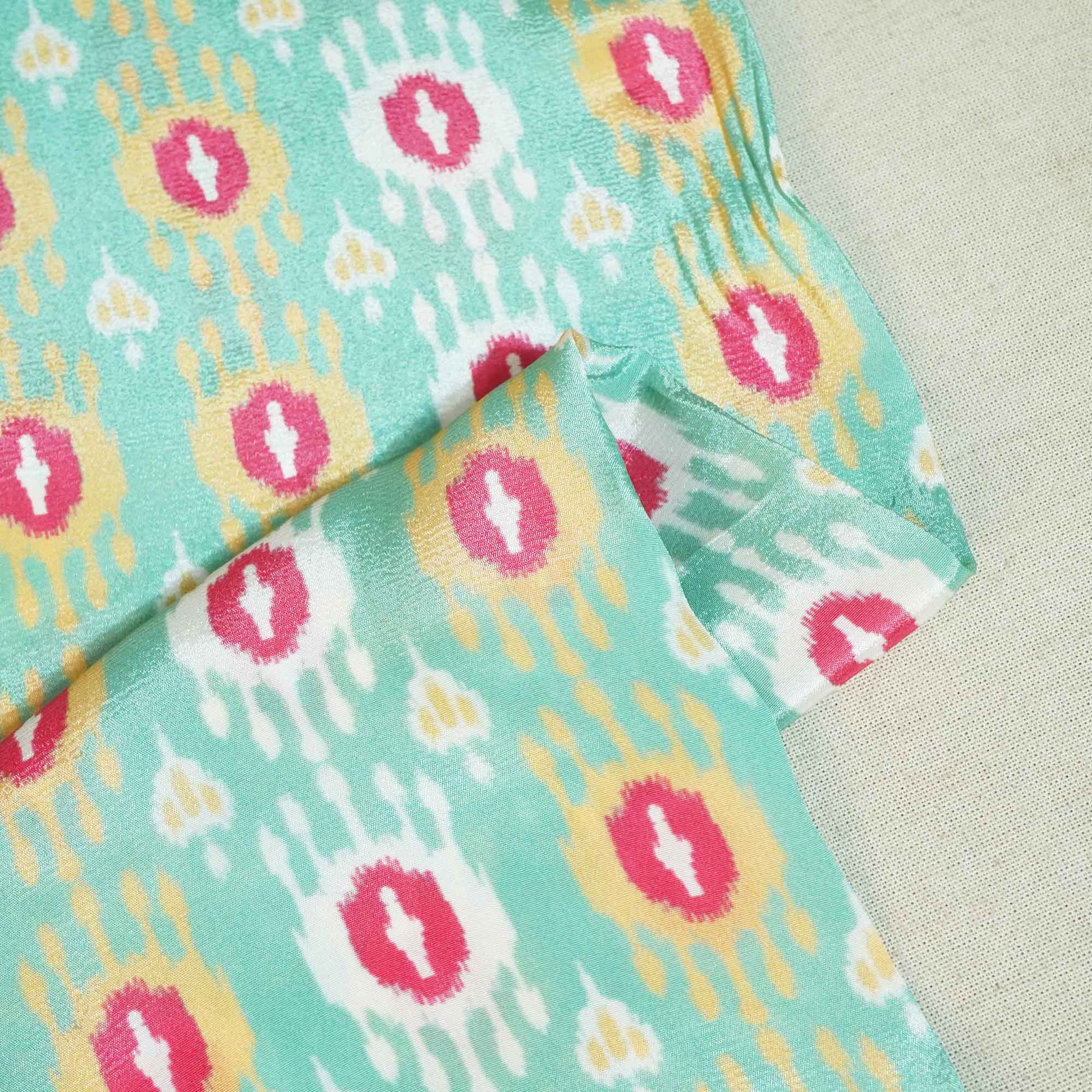 Green Ikkat Print Crepe Fabric MTF-27242