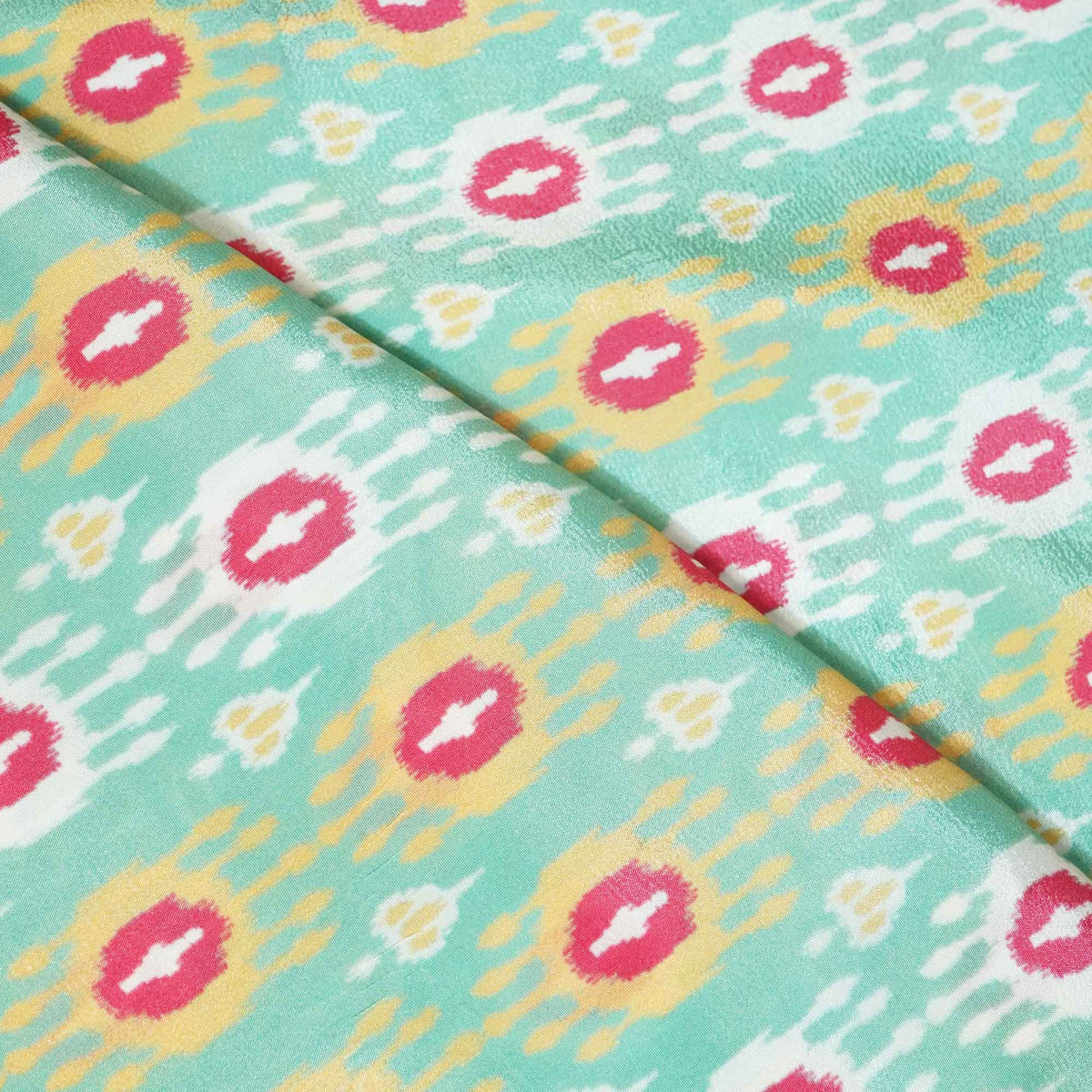 Green Ikkat Print Crepe Fabric MTF-27242