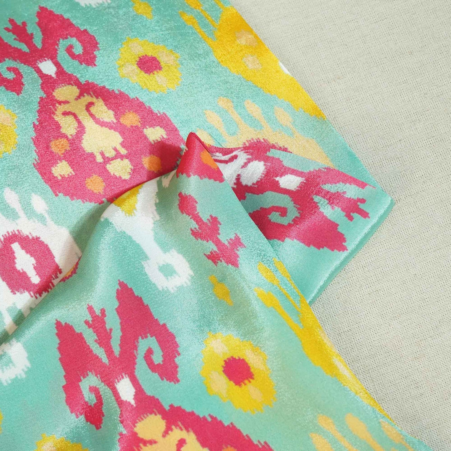 Green Ikkat Print Crepe Fabric MTF-27243
