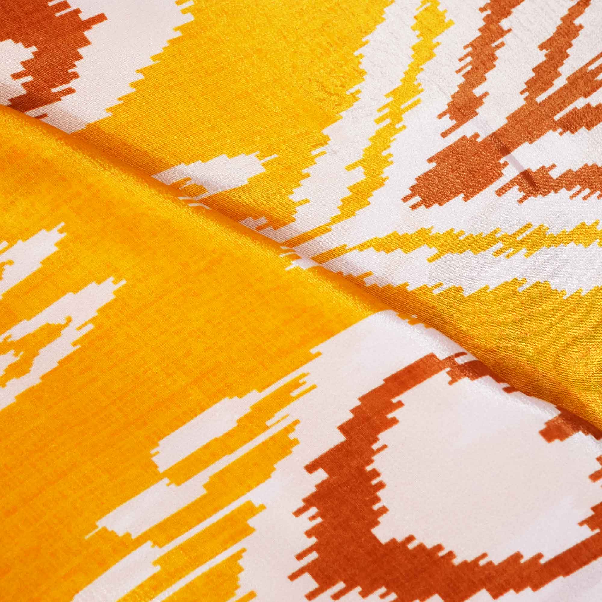 Mustard Yellow Print Crepe Fabric MTF-27244