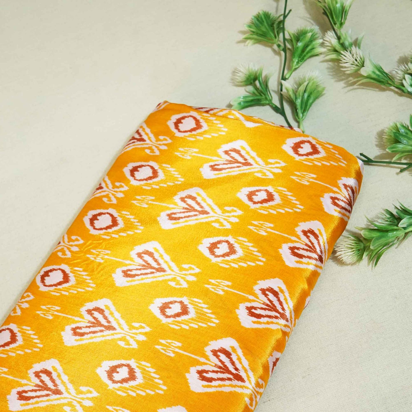 Mustard Yellow Print Crepe Fabric MTF-27245