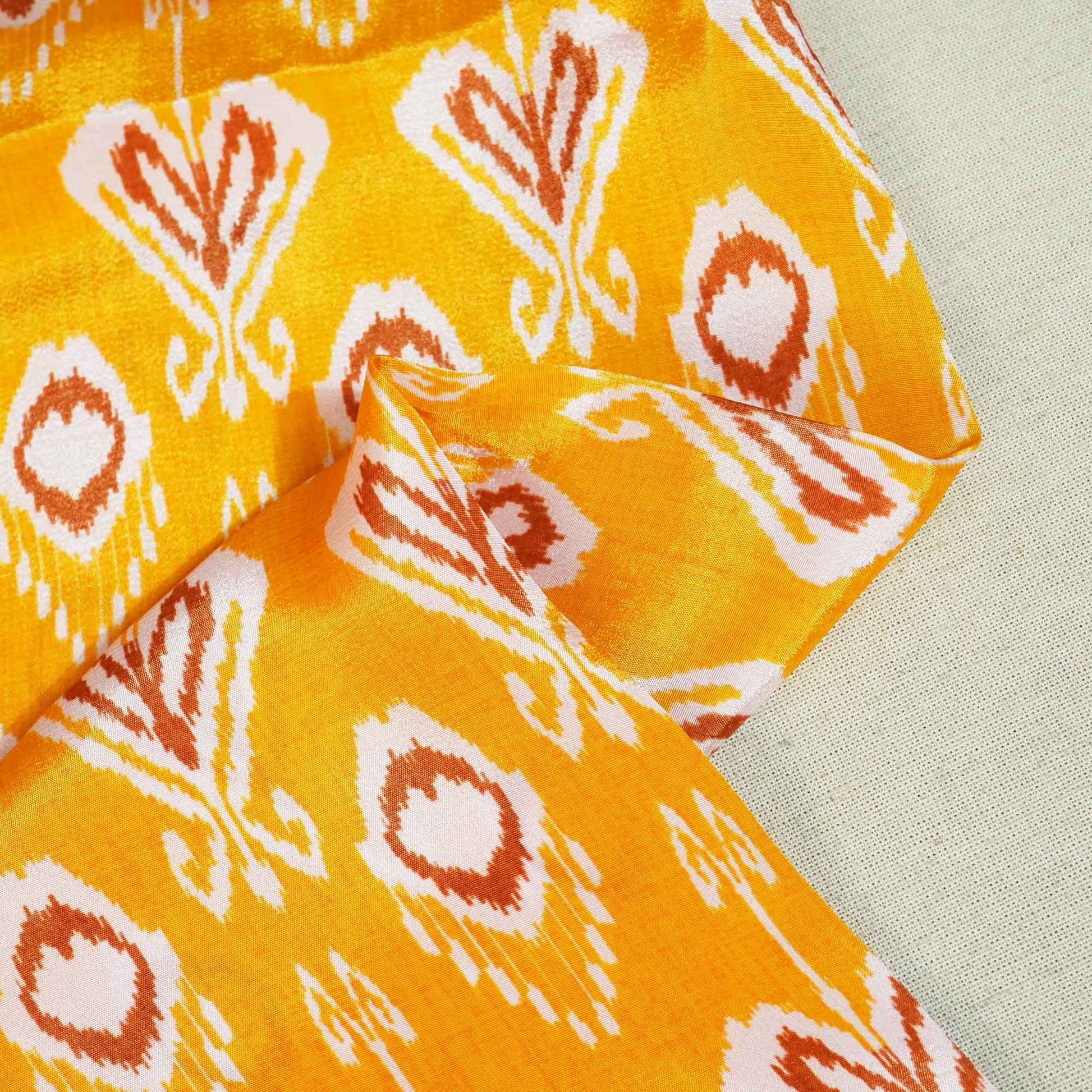 Mustard Yellow Print Crepe Fabric MTF-27245