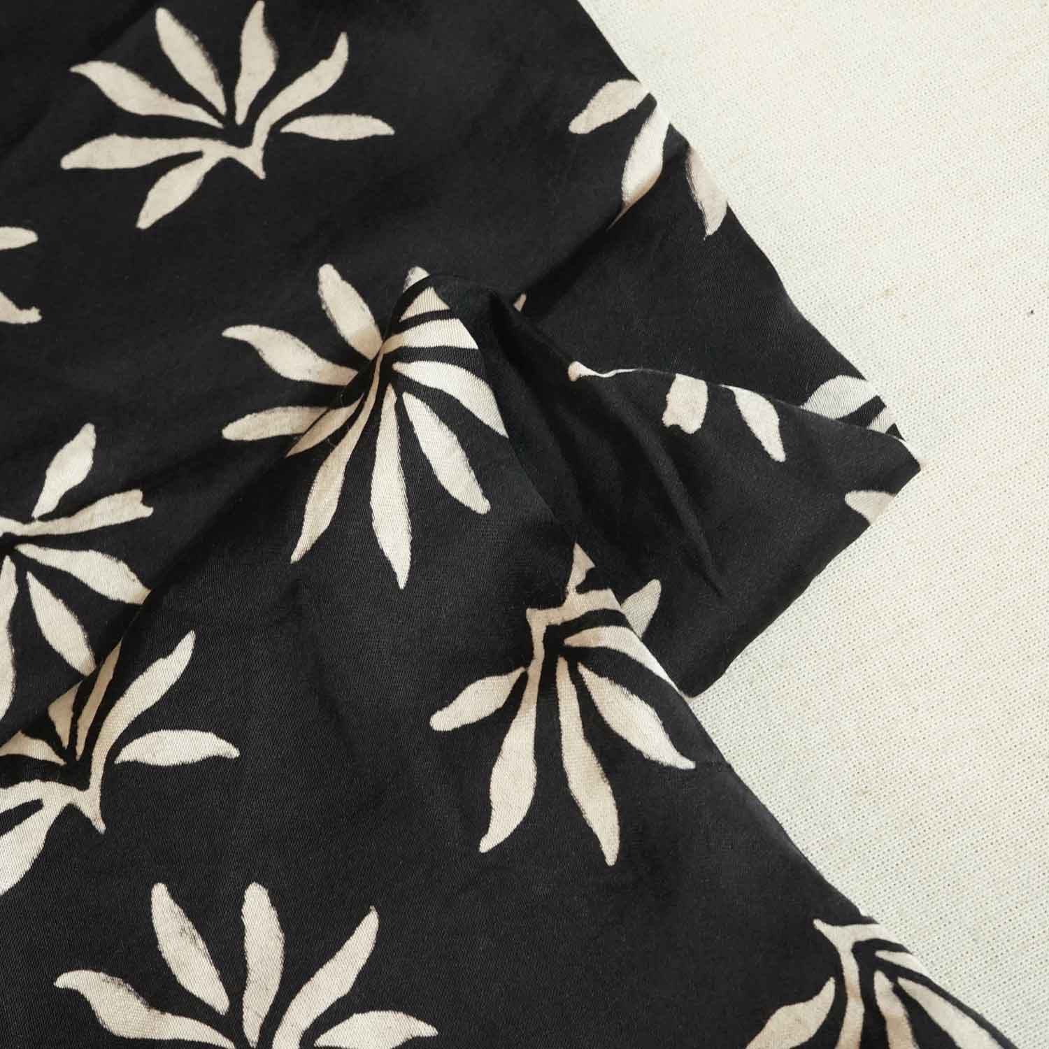 Black Ajrakh Floral Modal Silk Fabric ASK-27262
