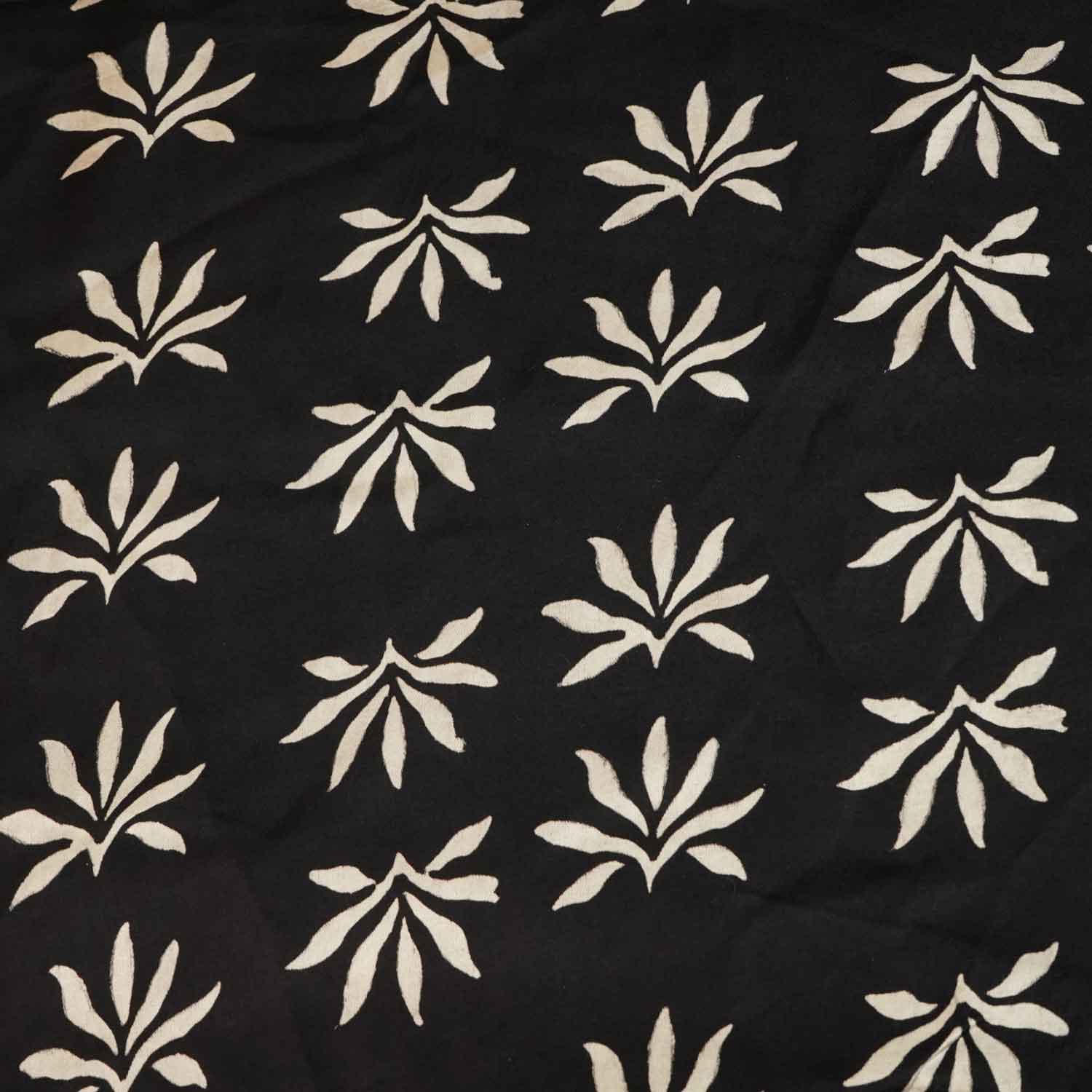 Black Ajrakh Floral Modal Silk Fabric ASK-27262