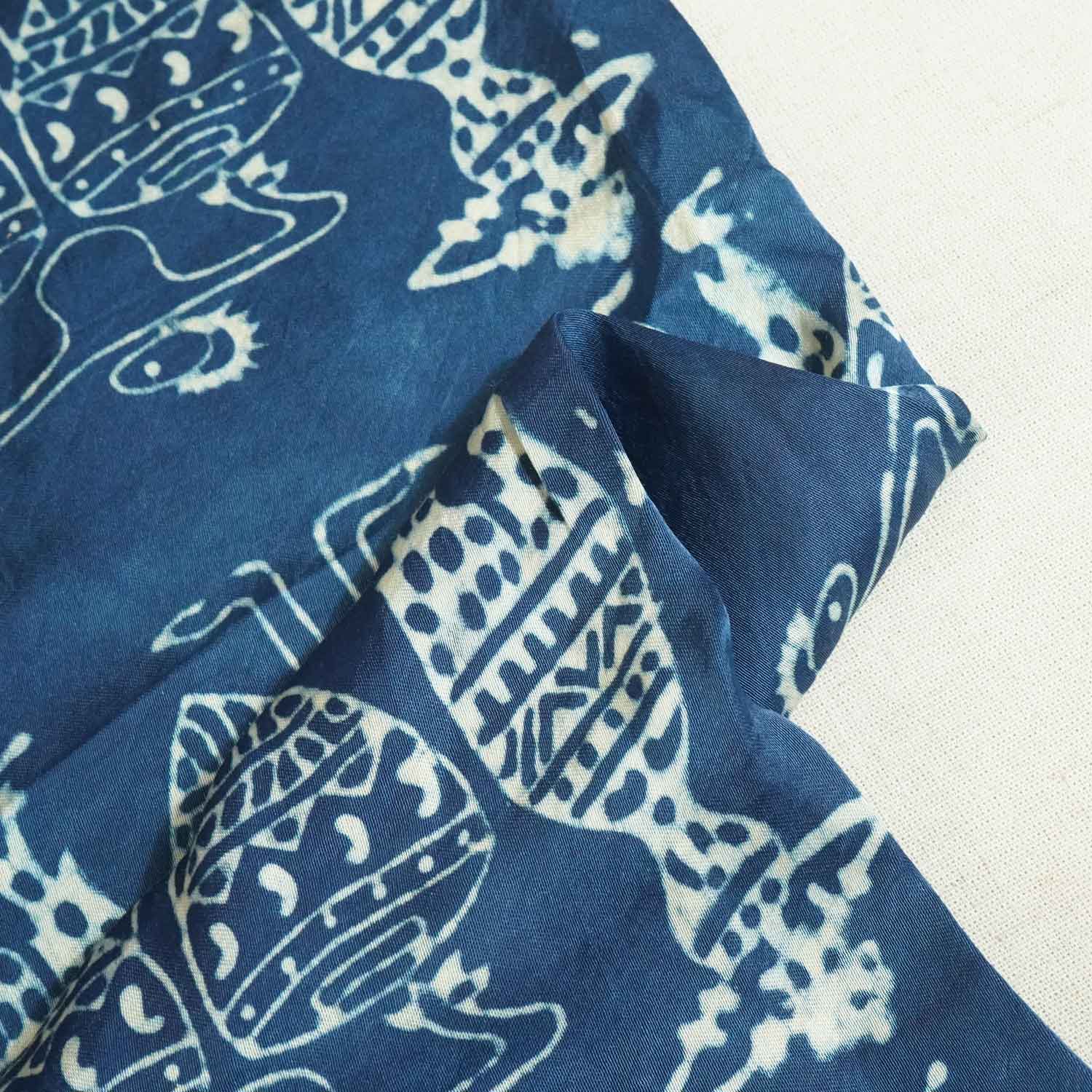 Indigo abstract Ajrakh Modal Silk Fabric ASK-27263